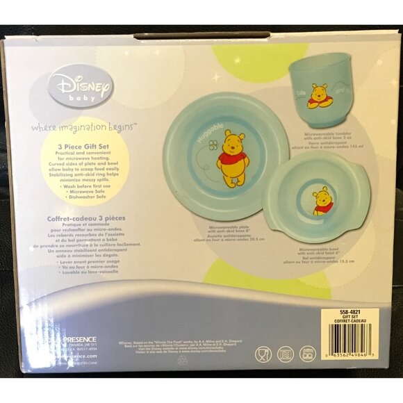 Disney Baby Huggable Winnie The Pooh Feeding Gift Set Plate Bowl Tumbler Cup - Picture 2 of 2
